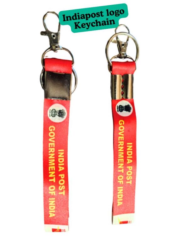 India Post Key Chain with Lanyard & Steel Hook - Red